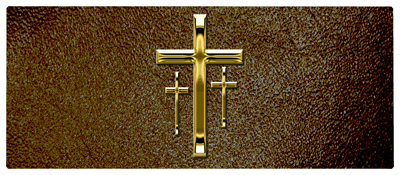 DNSEMP-L-517-GD-SH-BR Gold 3 Crosses Shimmer Brown